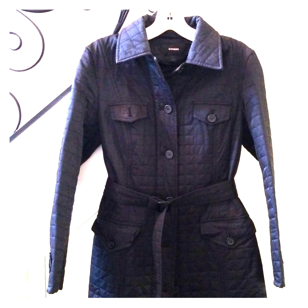 EXPRESS quilted black trench coat